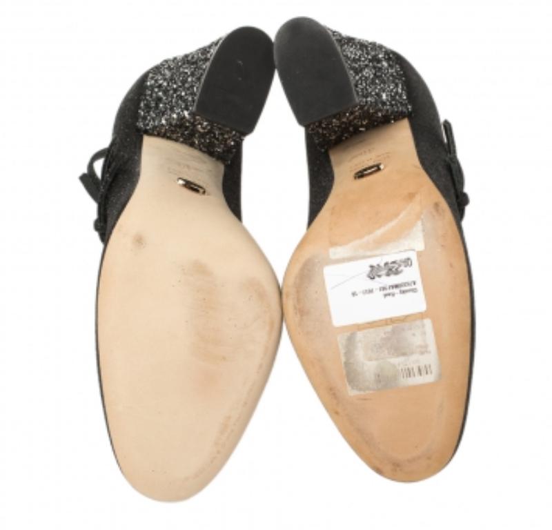 Sergio Rossi Black Glitter Betty Mary Jane Pumps Size 36 For Sale 1