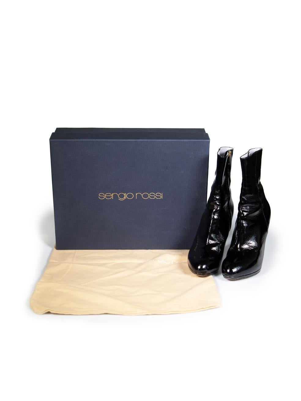 De las mujeres Sergio Rossi Botines de tacón negros de charol talla IT 39.5 en venta