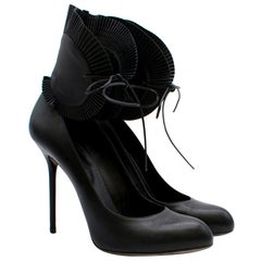 Sergio Rossi Black Heeled Pumps With Pleated Ankle - Size 41