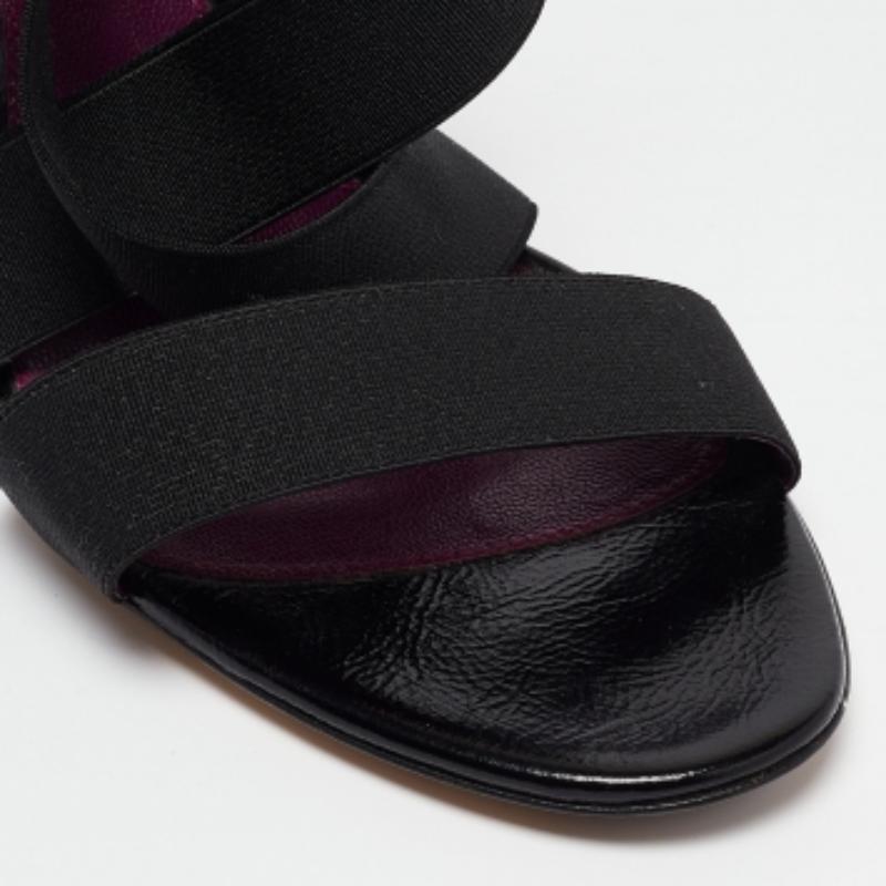Sergio Rossi Sandales à lanières élastiques et en cuir noir Taille 39 Pour femmes en vente