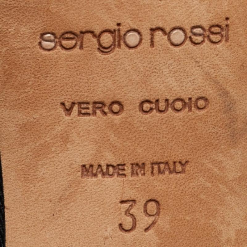 Sergio Rossi Sandales à lanières élastiques et en cuir noir Taille 39 en vente 3