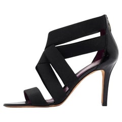 Sergio Rossi Schwarze Riemchensandalen aus Leder und elastischem Riemen Größe 39