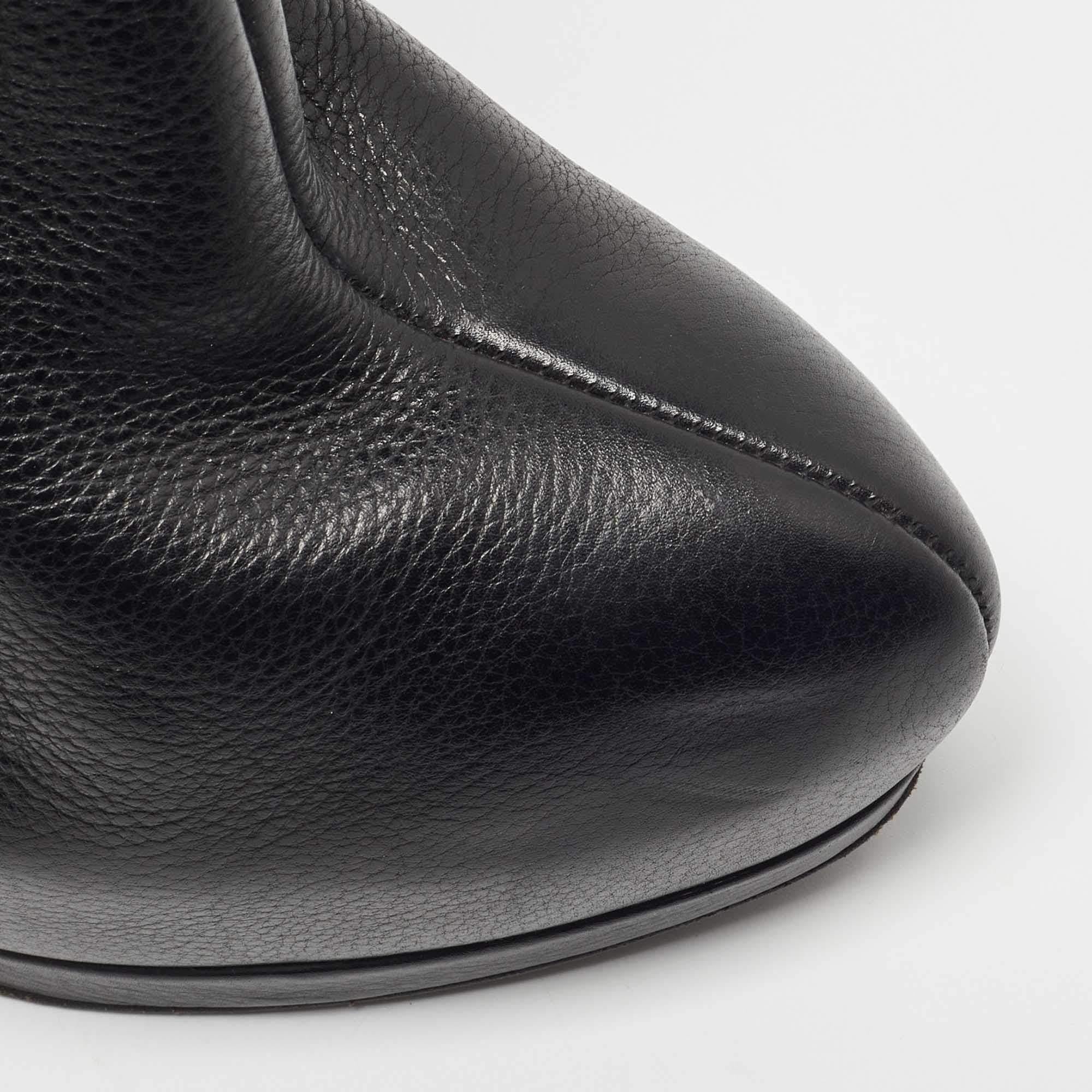 Sergio Rossi - Bottines en cuir noir - Taille 39.5 en vente 2