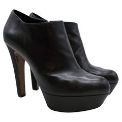 Sergio Rossi Black Leather Ankle Boots with Stingray Heels