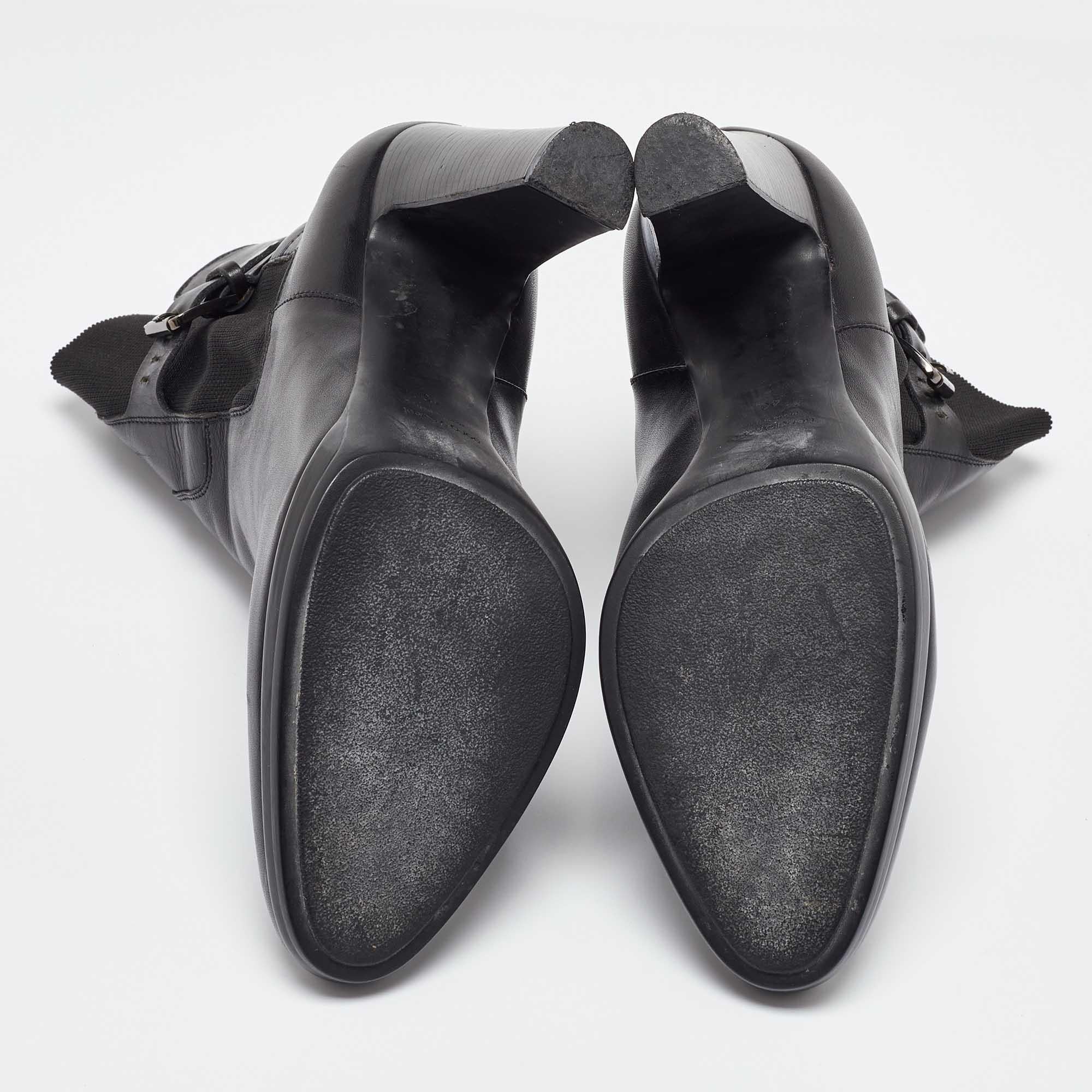 Sergio Rossi Black Leather Buckle Detail Ankle Boots Size 40 For Sale 2