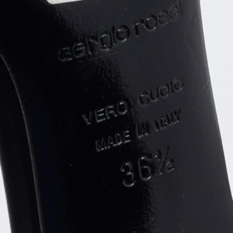 Sergio Rossi Schwarze Riemchensandalen aus Leder mit Kristallverzierung Größe 36,5 im Angebot 5
