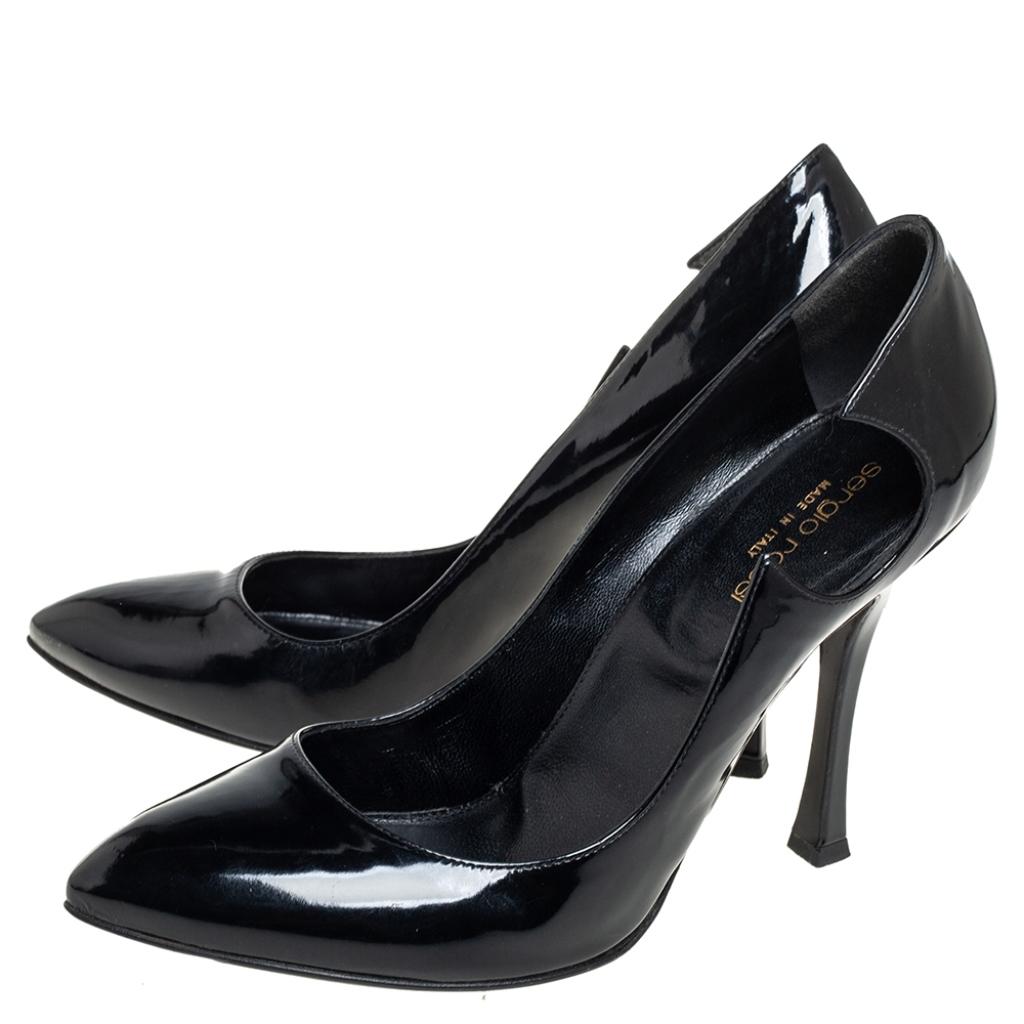 Women's Sergio Rossi Black Leather Cut Out Pumps Size 40