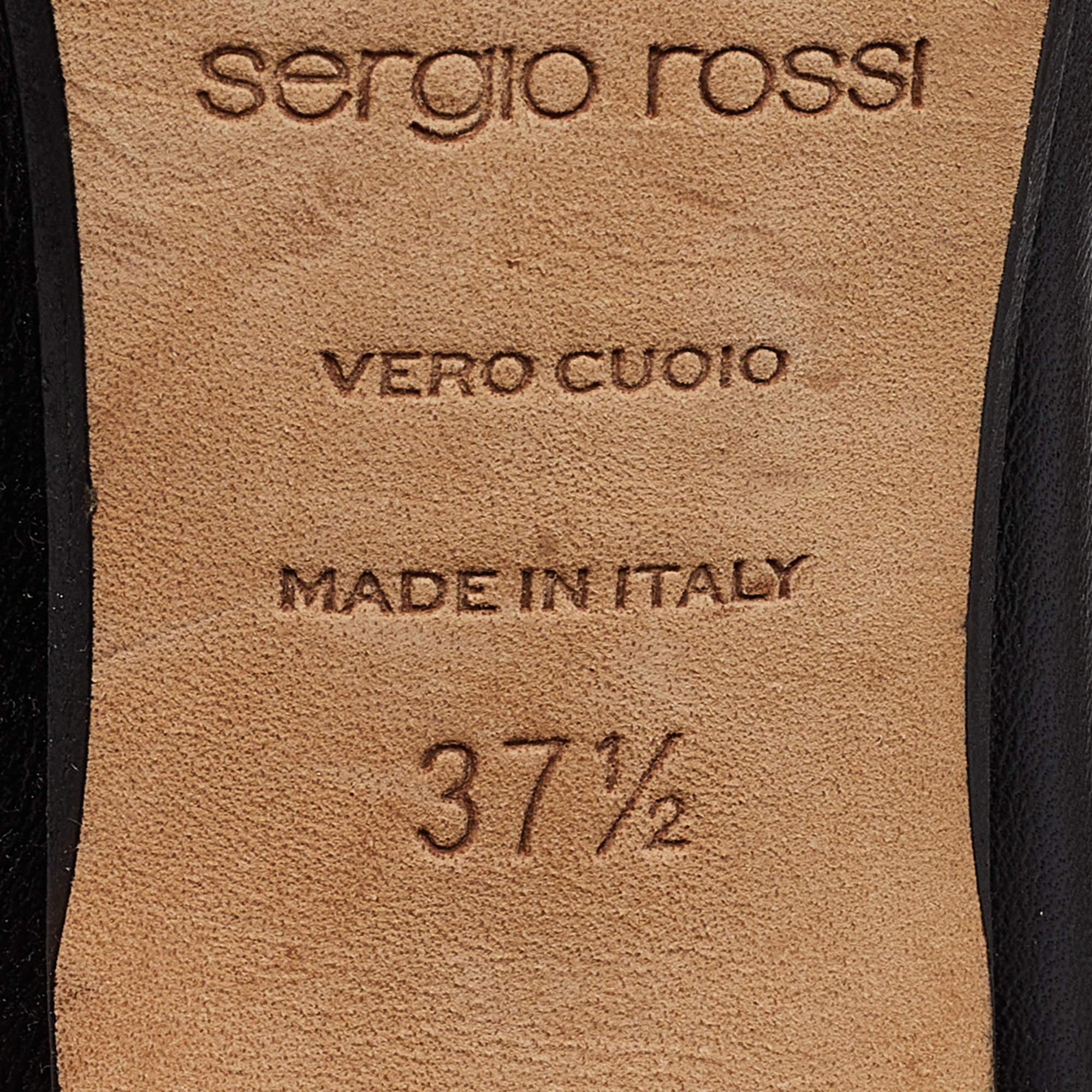 Sergio Rossi - Escarpins en cuir noir avec œillets - Taille 37,5 en vente 3