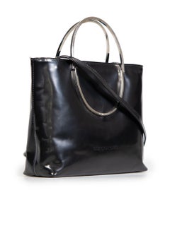 Sergio Rossi Black Leather Metal Handle Mini Bag