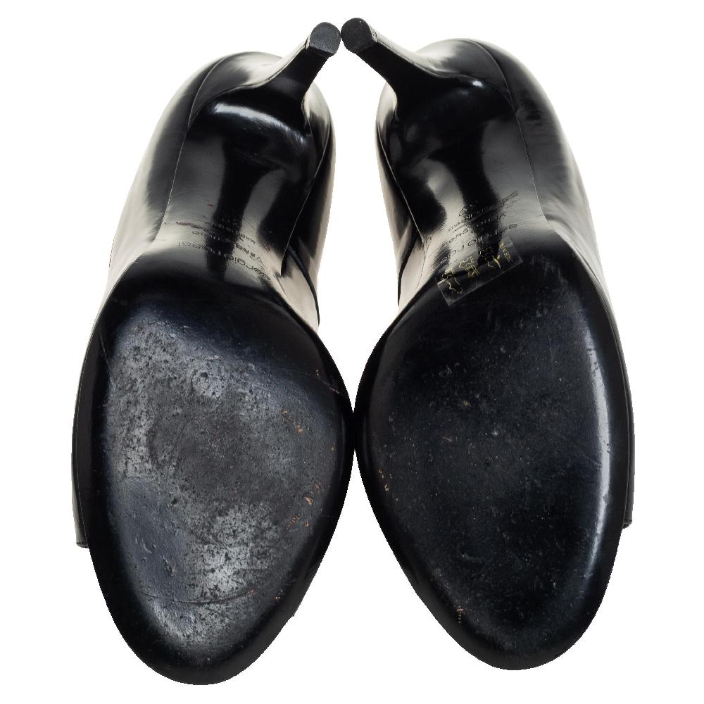 Sergio Rossi Black Leather Peep Toe Booties Size 39 1