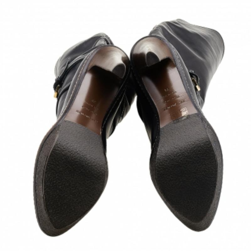 Donna Sergio Rossi Stivali al Ginocchio con Piattaforma in Pelle Nera Taglia 39 in vendita