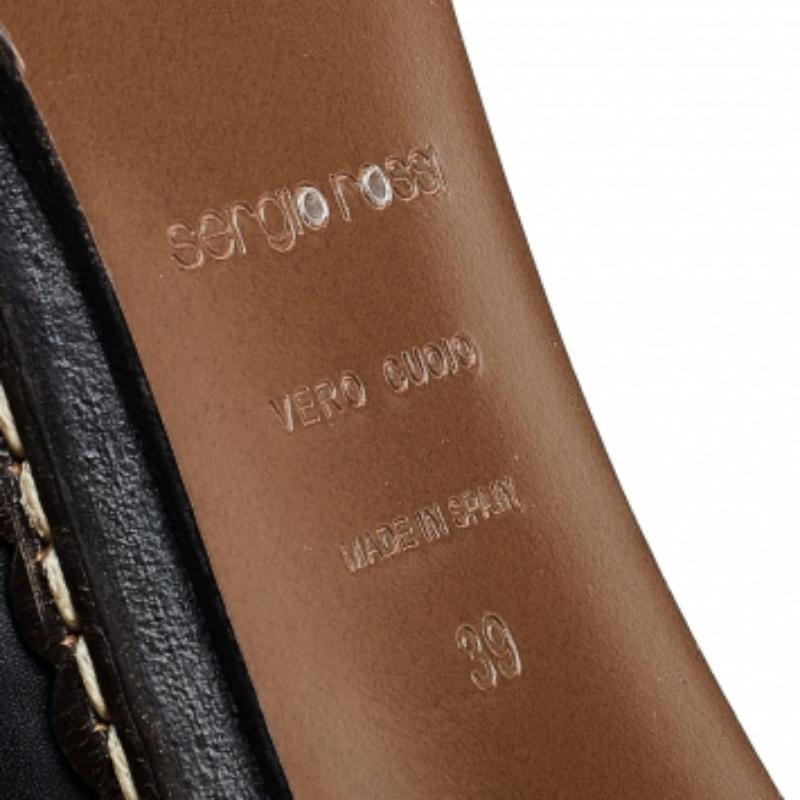 Sergio Rossi Stivali al Ginocchio con Piattaforma in Pelle Nera Taglia 39 in vendita 1