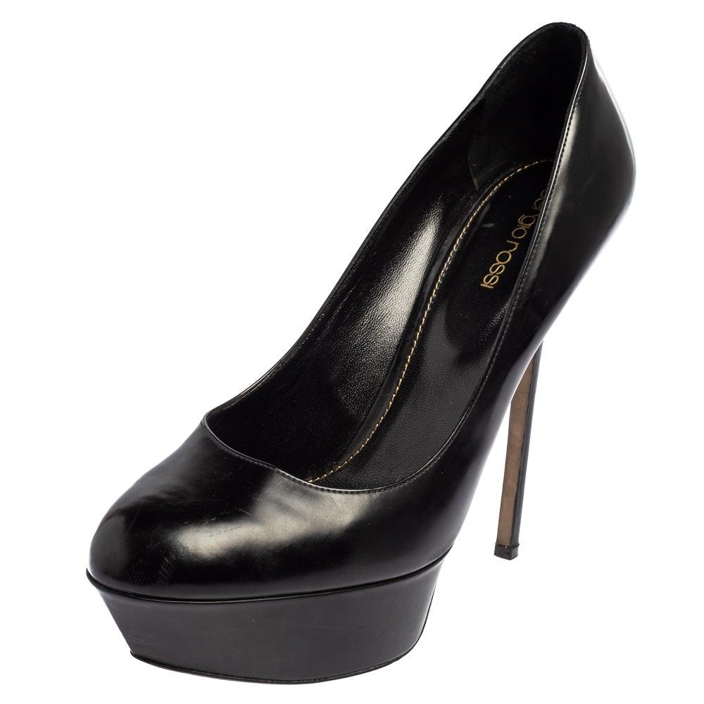 Sergio Rossi Black Leather Platform Pumps Size 39.5