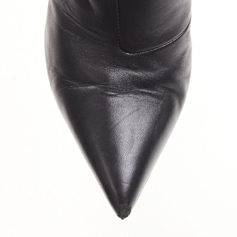 SERGIO ROSSI black leather point toe pull on high heel boots EU38 For Sale 1