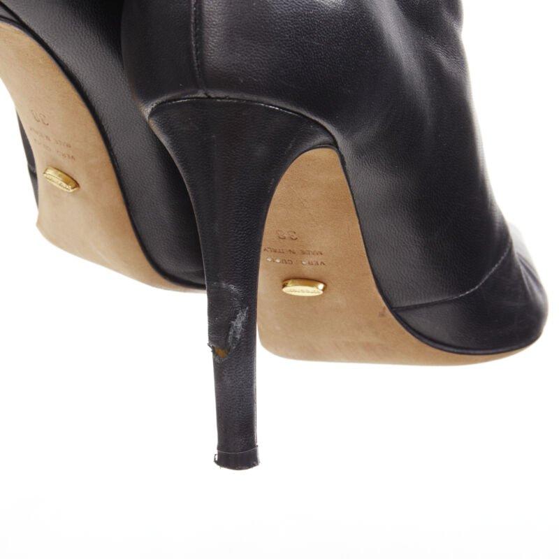 SERGIO ROSSI black leather point toe pull on high heel boots EU38 For Sale 3