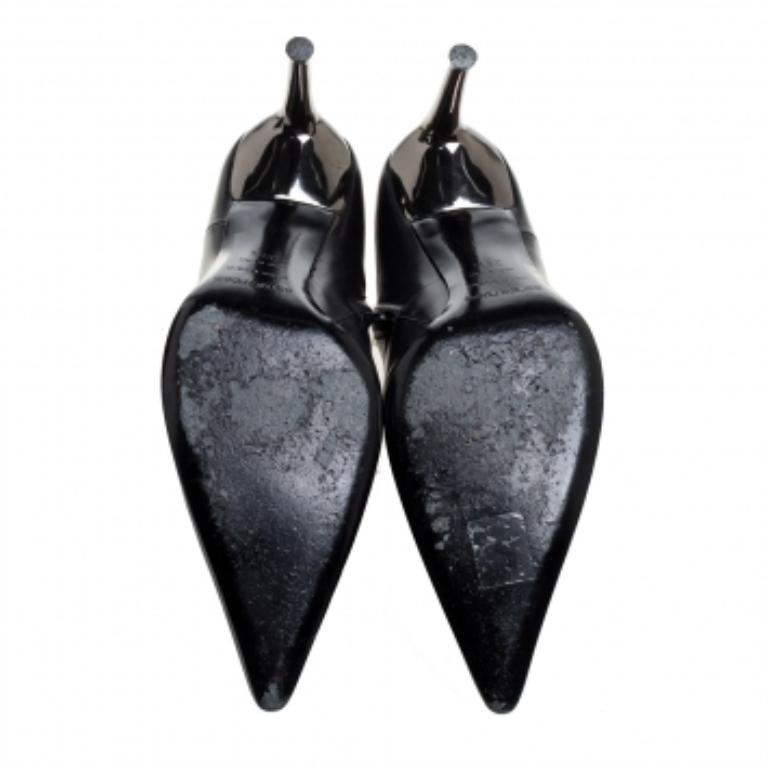 Sergio Rossi Black Leather Pointed Toe Ankle Booties Size 39.5 For Sale 3