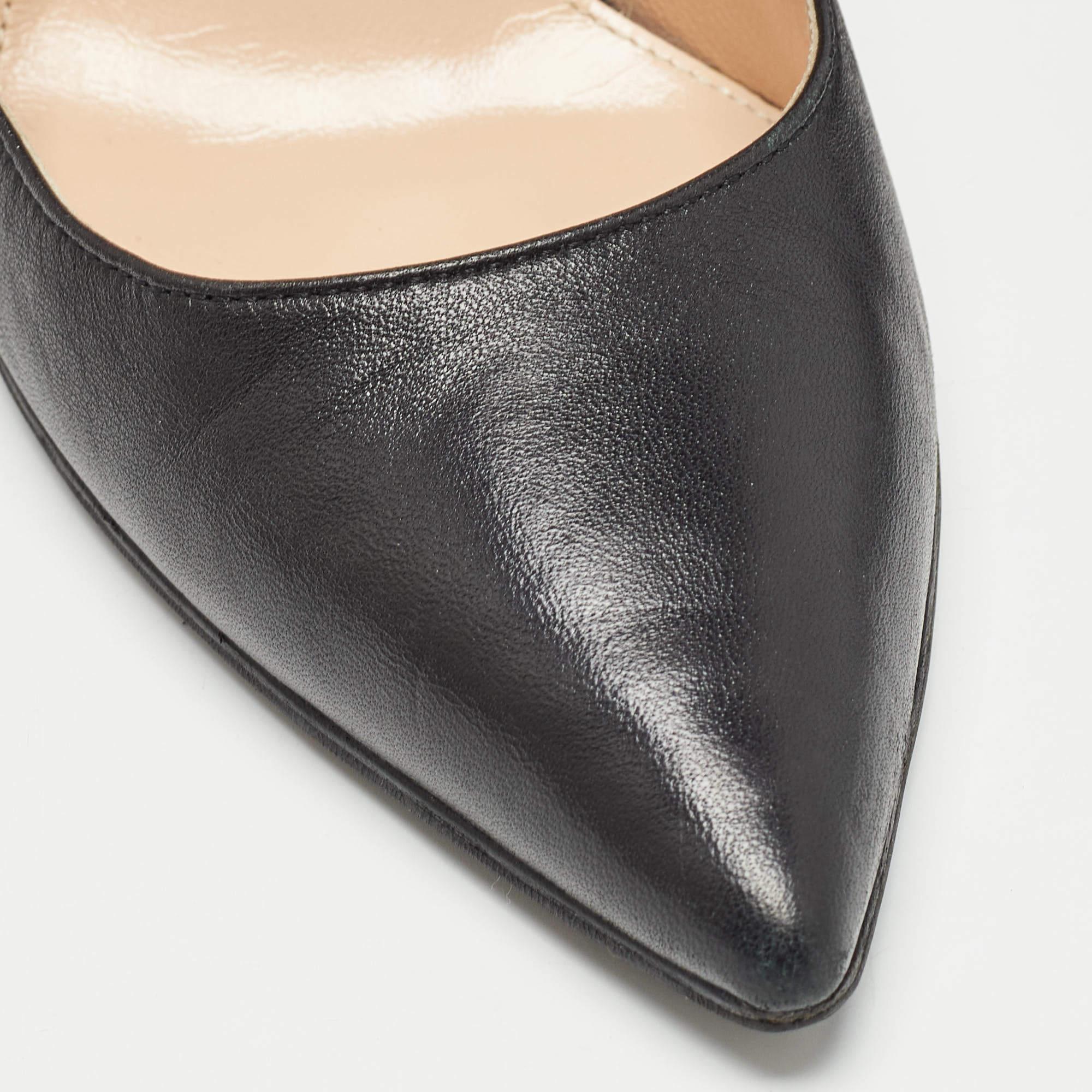 Sergio Rossi Black Leather Pointed Toe Pumps Size 37 For Sale 4