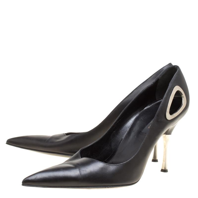 Sergio Rossi Black Leather Pointed Toe Pumps Size 40 3