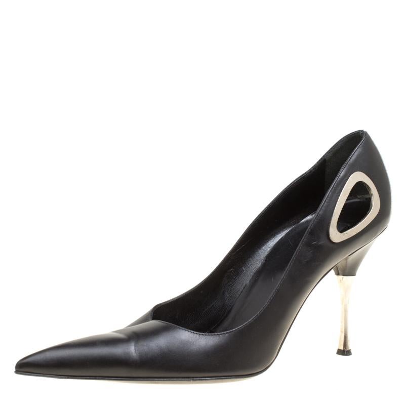 Sergio Rossi Black Leather Pointed Toe Pumps Size 40