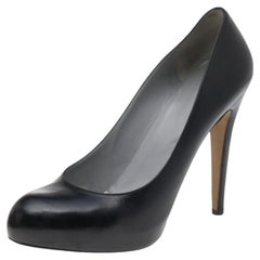 Sergio Rossi Escarpins à bout rond en cuir noir Taille 40.5