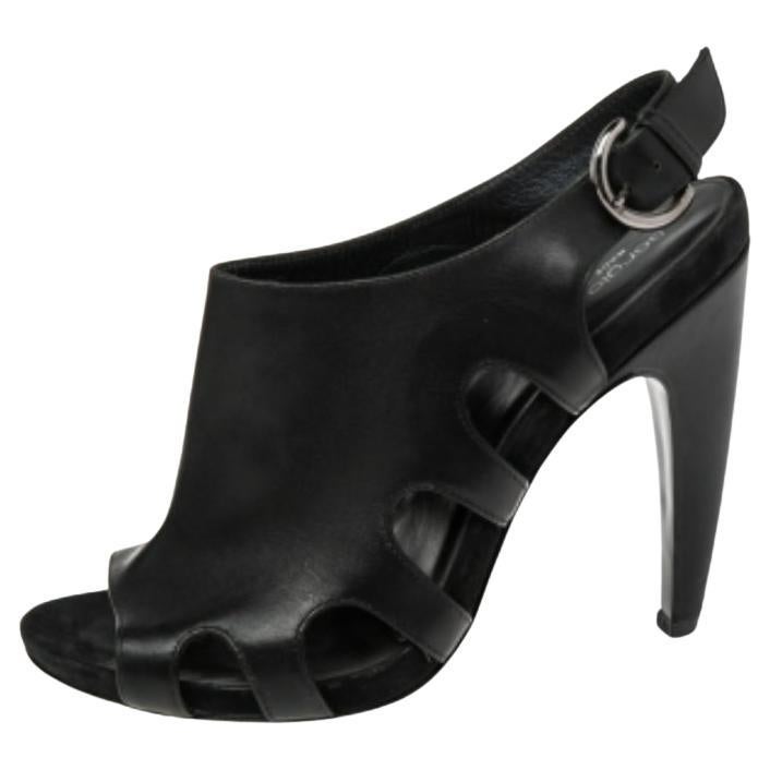 Sergio Rossi - Sandali con plateau Peep Toe in pelle nera - misura 38,5