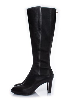 Sergio Rossi, Black leather stretch boots