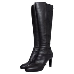 Sergio Rossi, Black leather stretch boots