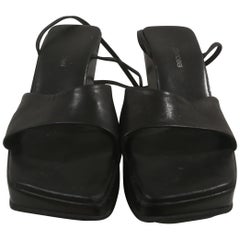 Retro Sergio Rossi Black Leather Wedge Heels