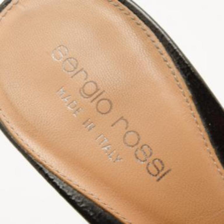 Sergio Rossi Sandalias de cuero negro con plataforma de madera Talla 38 en venta 1