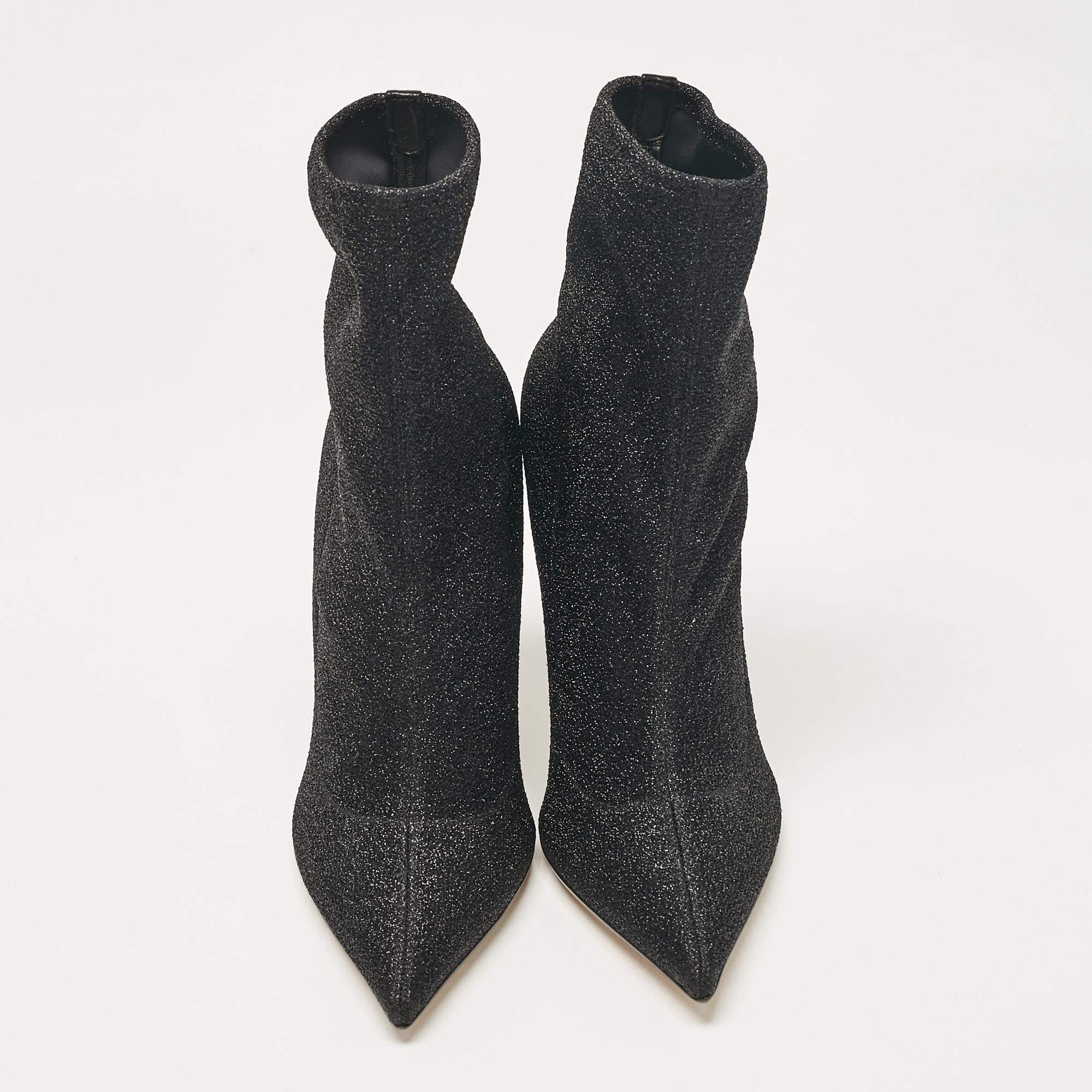 Sergio Rossi Botines de tejido de lúrex negro talla 39 Negro