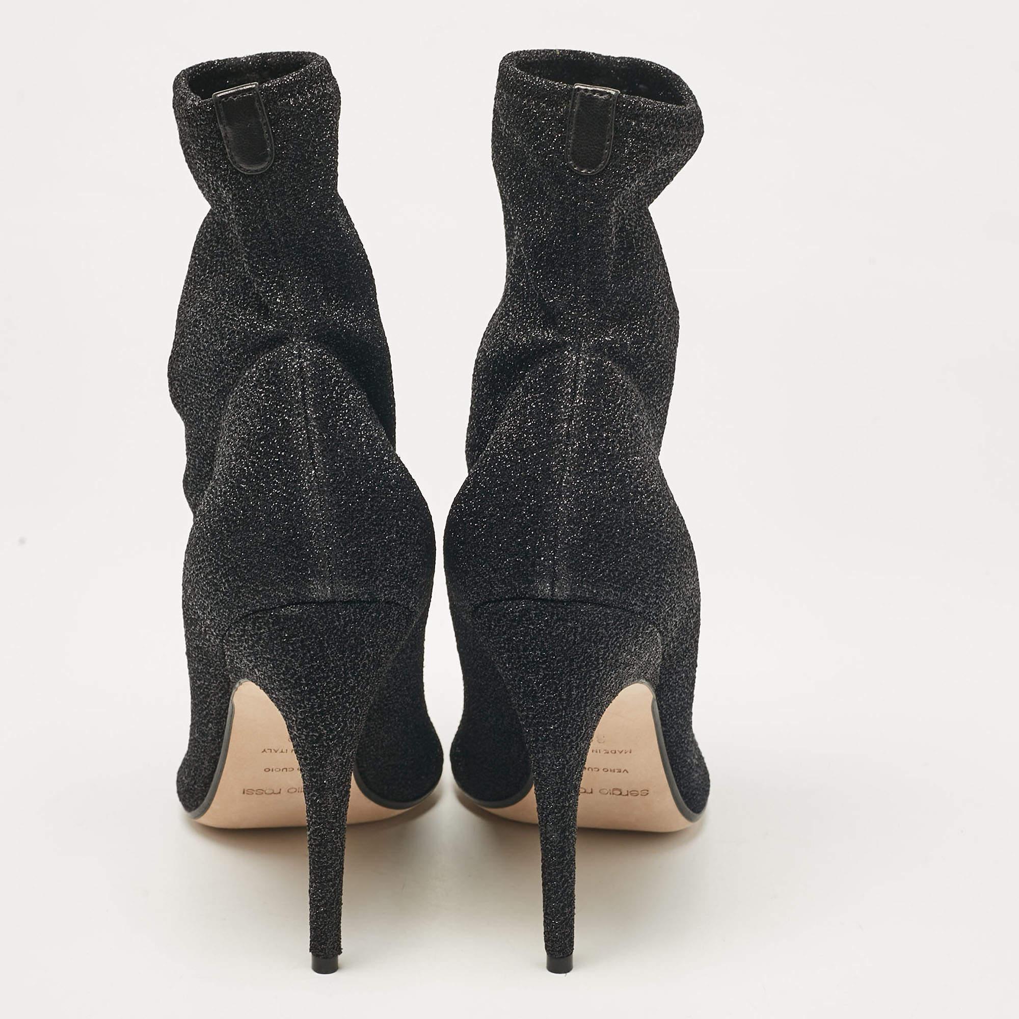 De las mujeres Sergio Rossi Botines de tejido de lúrex negro talla 39