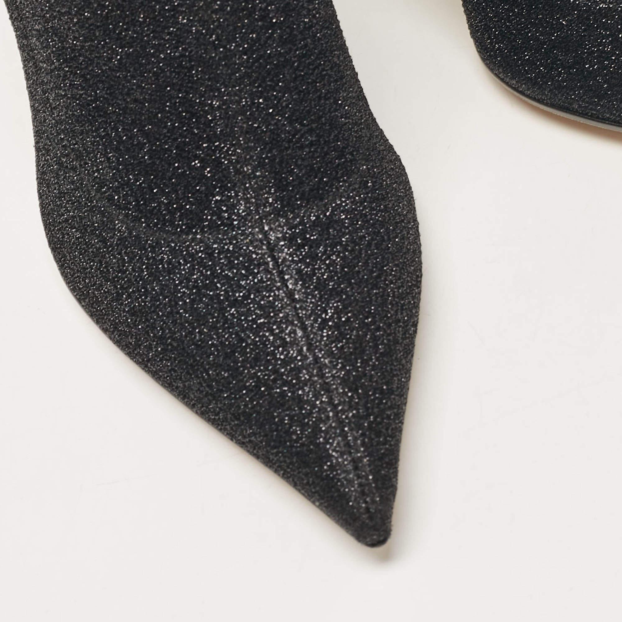 Sergio Rossi Botines de tejido de lúrex negro talla 39 3