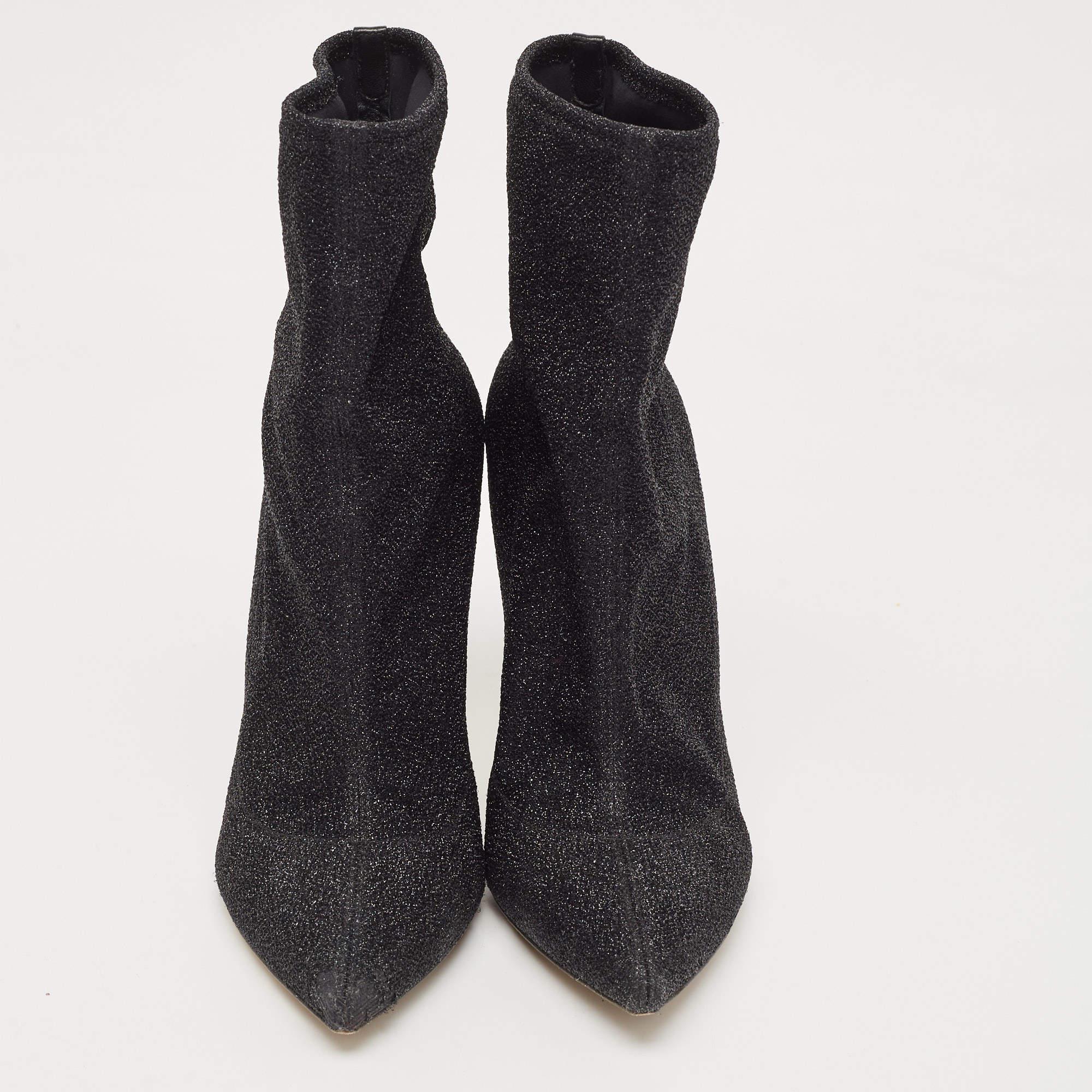Sergio Rossi Botines con puntera en tejido de lurex negro Talla 41 Negro en venta