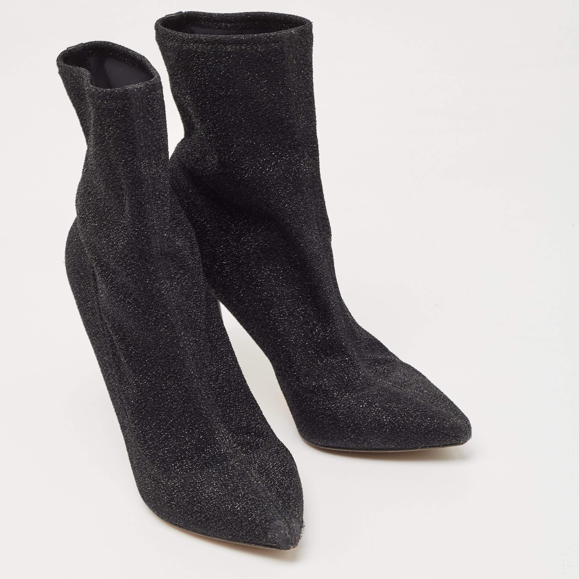 Sergio Rossi Botines con puntera en tejido de lurex negro Talla 41 en Bueno estado para la venta en Dubai, Al Qouz 2