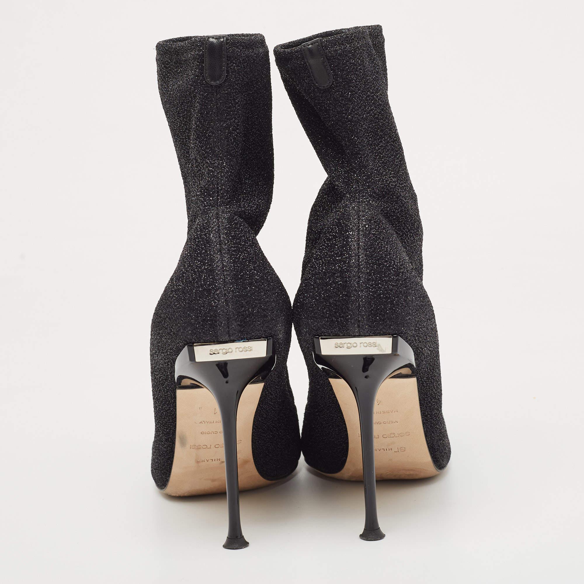 De las mujeres Sergio Rossi Botines con puntera en tejido de lurex negro Talla 41 en venta
