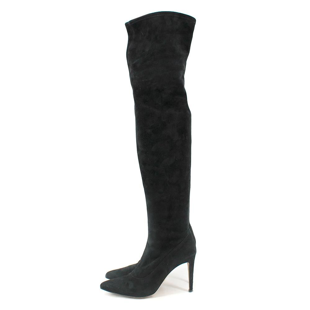 Women's Sergio Rossi Black Over the Knee Heeled Boots SIZE 38.5