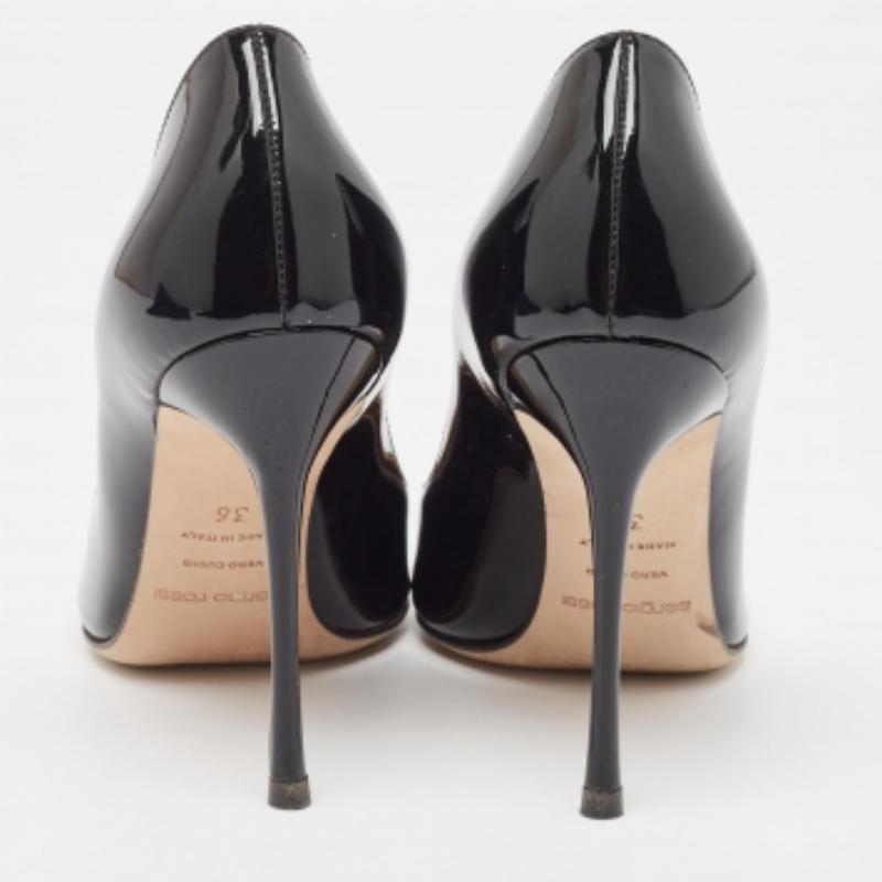 Sergio Rossi Black Patent Leather Pointed Toe Pumps Size 36 en venta 1