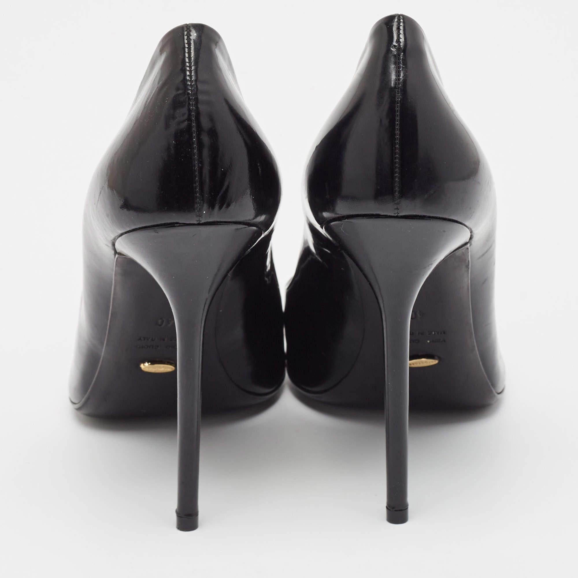 Sergio Rossi Black Patent Leather Round Toe Pumps Size 40 1