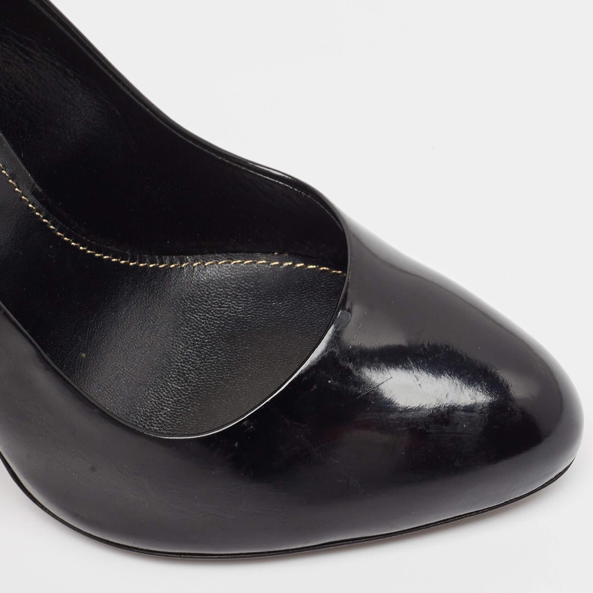 Sergio Rossi Black Patent Leather Round Toe Pumps Size 40 3