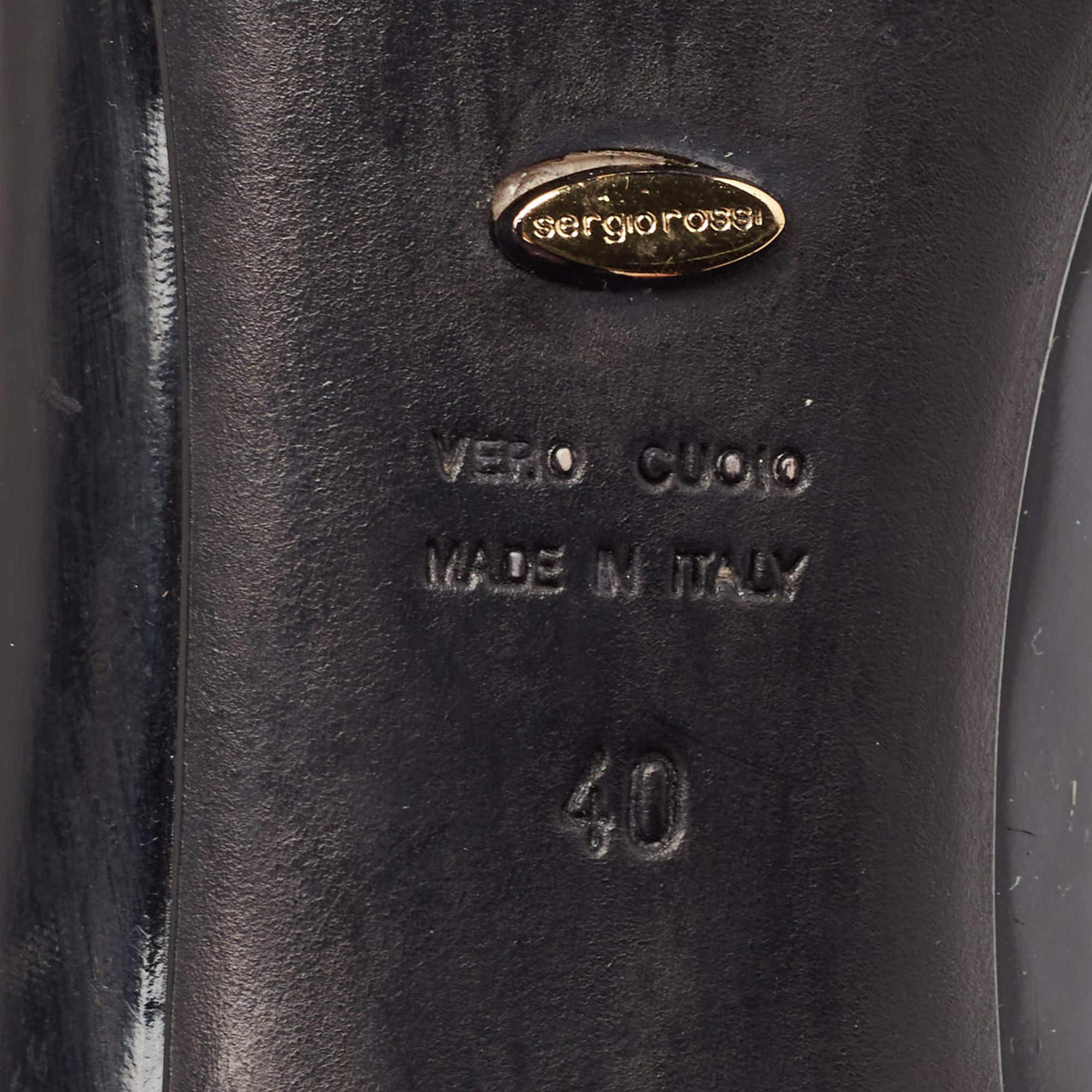 Sergio Rossi Black Patent Leather Round Toe Pumps Size 40 4