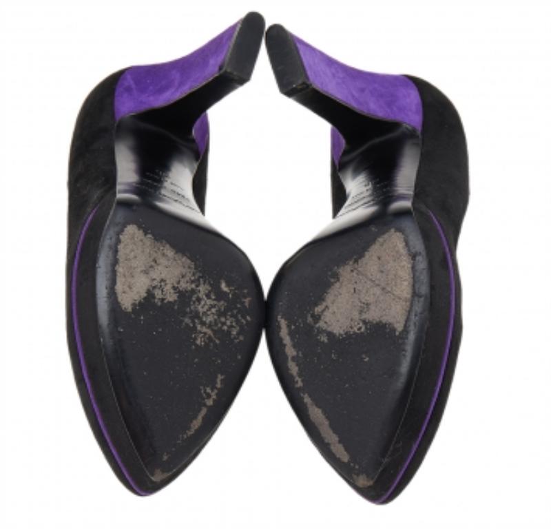 Sergio Rossi - Escarpins à plateforme en daim noir/mauve - Taille 36 2