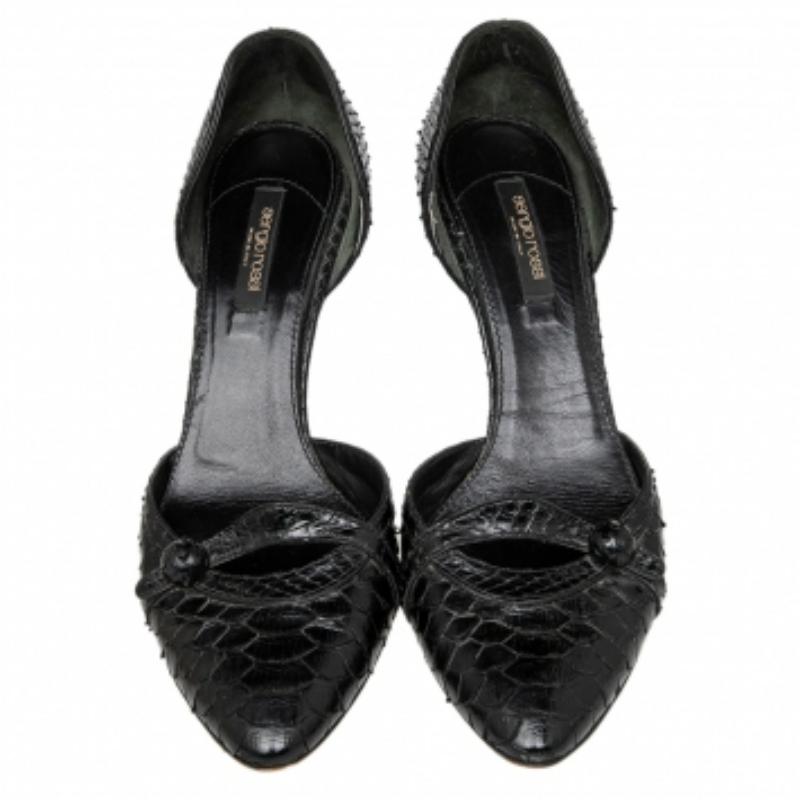 Women's Sergio Rossi Black Python D'orsay Pumps Size 39