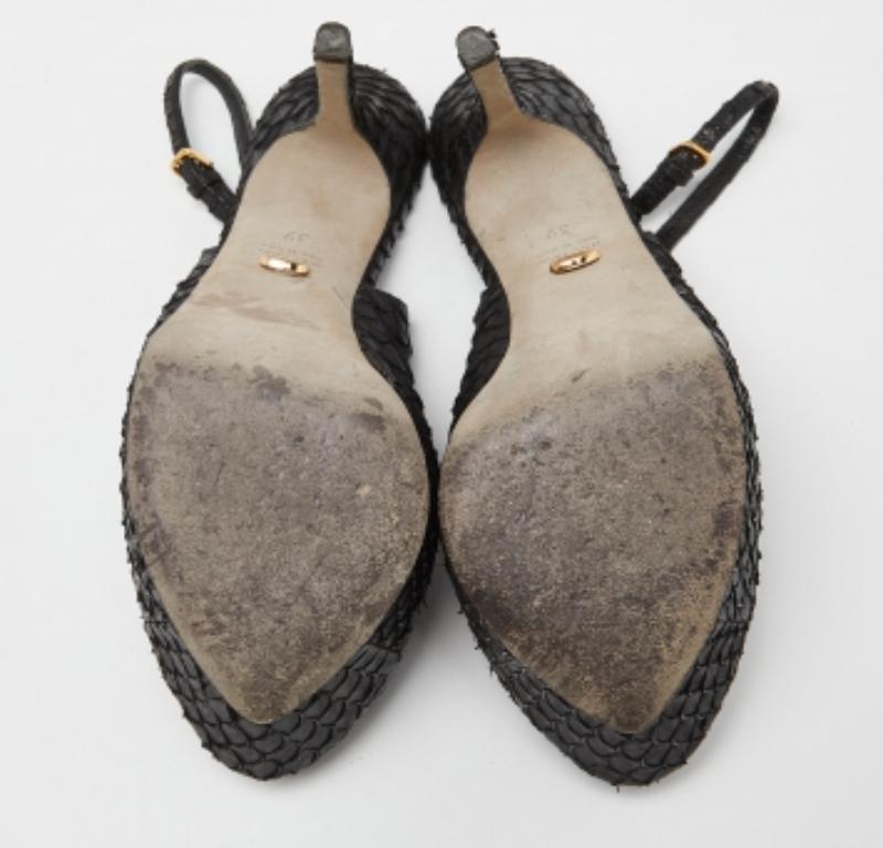 Sergio Rossi Sandales en cuir de python noir Taille 39 en vente 2