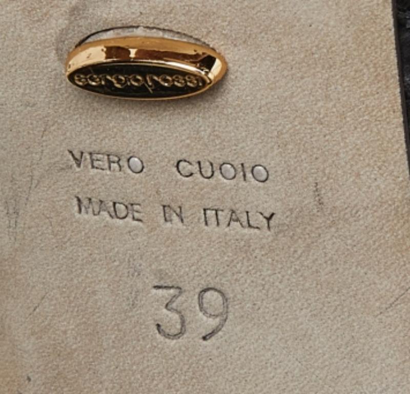Sergio Rossi Sandales en cuir de python noir Taille 39 en vente 3