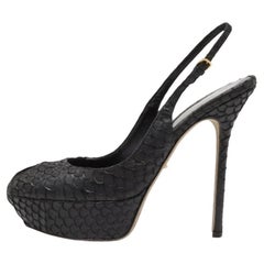 Sergio Rossi Black Python Leather Sandals Size 39