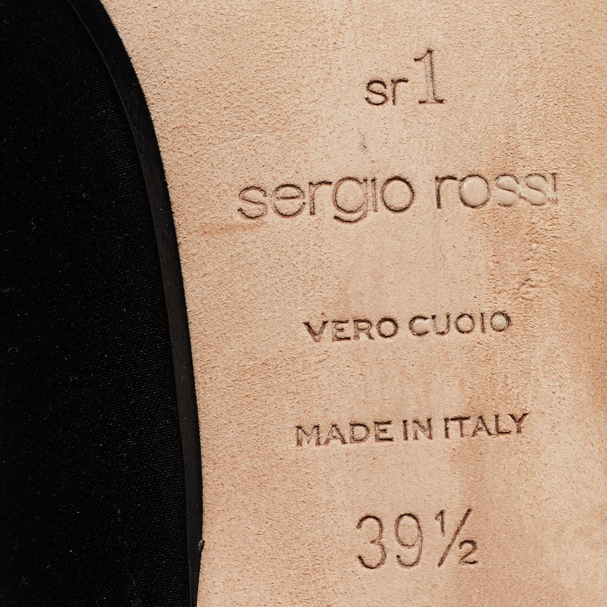 Sergio Rossi Black Satin Crystal Embellished Pumps Size 39.5 For Sale 3