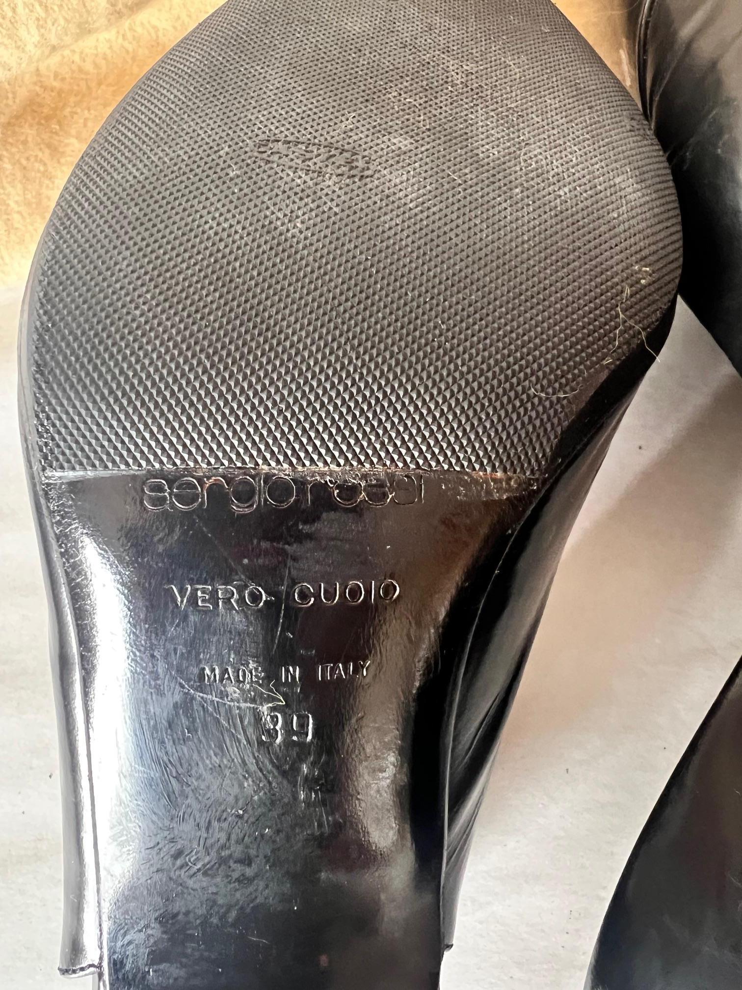 Sergio Rossi Black Satin Leather Cocktail Open Back Shoes For Sale 7