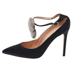 Sergio Rossi Black Satin Pointed Toe Ankle Strap Sandals Size 39 Sergio Rossi Black Satin Pointed Toe Ankle Strap Sandals Size 39