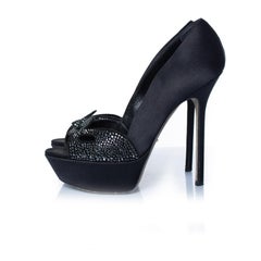 Sergio Rossi, black satin pumps with strass