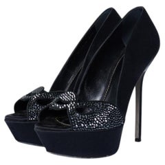 Sergio Rossi, black satin pumps with strass